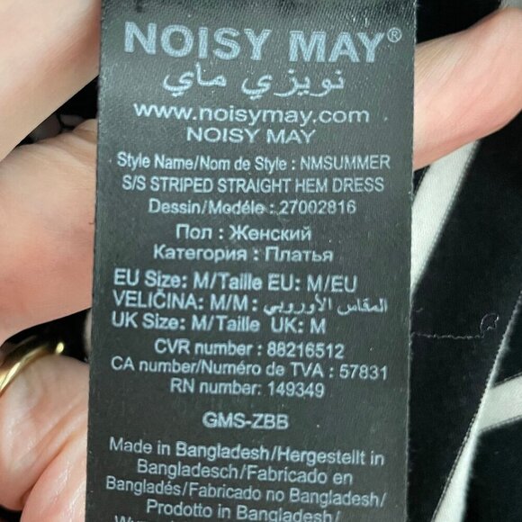 Noisy May NM Summer SS Striped Straight Hem T-Shirt Dress Black + White Sz M - Picture 10 of 12